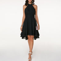 Nicoletta | Damen Sommer Neckholder Midikleid - Schwarz