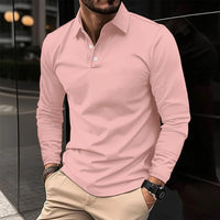 Gideon | Herren Klassisches Langarm Poloshirt - Rosa