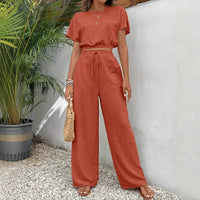 Aurelisse™-Set aus Baumwoll-Leinen mit Lockerem Schnitt - Orange
