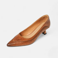 Amara | Damen Leder Absatzschuhe – Hochwertige Leder Pumps Elegant - Braun