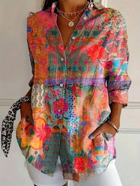 Frida | Bunte Oversized Hemdbluse - Orange