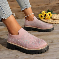 Urbaner Glanz™ Slip-On Sneaker mit Profilplateau - Hellrosa