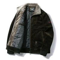 Herren Bomberjacke mit Plüschkragen und Taschen - Olivgrün