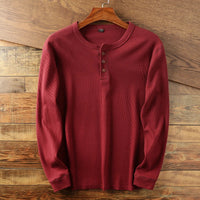 Felix | Herren Casual Langarm Henley T-shirt - Rot