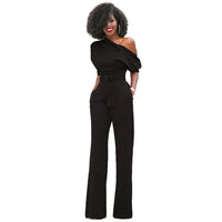 Greta | Jumpsuit mit Schrägem Kragen und Weiten Beinen - Schwarz (letzte Stücke)