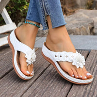 Amelie™ Keilsandalen Mit Blumenapplikation Und Breiten Riemen - Weiß