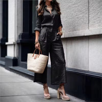 Noor | Damen Fließendes Set mit Hose – Fließendes Matching Set Elegant - Black