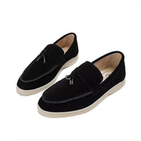 Damen Lässige Flache Casual Loafer - Schwarz