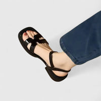 Vera | Elegante flache Sandale für Damen - Schwarz