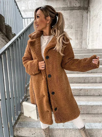 Jana | Lässige Damen-Teddyjacke trendy warm - Braun