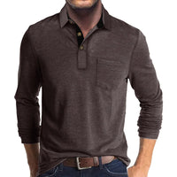 Jörg™ | Herren Langarmshirt in Unifarbe - Dunkelbraun