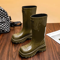 Damen Regenstiefel mit rutschfester Sohle - Olivgrün