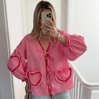 MILA - Herzbluse - Pink (Fast ausverkauft)