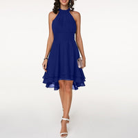 Nicoletta | Damen Sommer Neckholder Midikleid - Blau