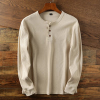 Felix | Herren Casual Langarm Henley T-shirt - Beige