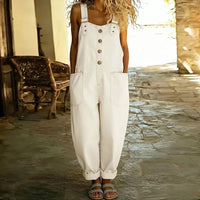 Carmen - Vintage-Overall aus weichem Baumwoll-Denim mit verstellbaren Trägern - Schwarz