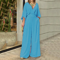 Bellavie™-Overall mit fließendem Hosenbeinschnitt und betonter Taille - Blau