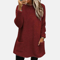 Johanna | Eleganter Damen Pullover in Midilänge - Weinrot