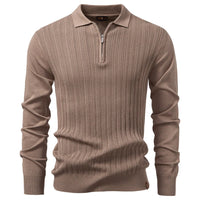 Lukas | Luxuriöses Herren-Polo mit Reißverschluss modern - Kamel