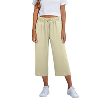 Lisia™ Pantacourt-Hose Aus Baumwoll-Leinen Mit Elastischem Bund Und Verstellbarem Kordelzug - Beige