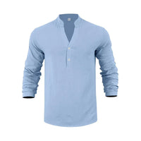 Orvian™ Hemd aus Premium-Leinen mit Minimalistischem Henley-Kragen - Hellblau