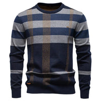 David | Modischer Herrenpullover mit Rautendesign - Dunkelblau