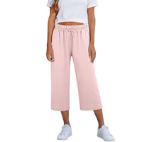 Lisia™ Pantacourt-Hose Aus Baumwoll-Leinen Mit Elastischem Bund Und Verstellbarem Kordelzug - Pink