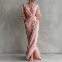 Susan | Damen Wickel V-Ausschnitt Maxikleid - Rosa