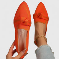 Petra | Damen Ballerinas Spitze Zehenpartie Flach – Spitze Ballerinas Elegant 2026 - Orange