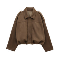 Mia | Elegante Wildleder Bomberjacke Damen für City-Looks - Braun