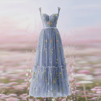 Damen Sommerkleid Maxi Festliches - Blaugrau