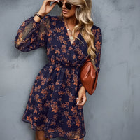 Damen Sommerkleid Langen Ärmeln Floralen Details Sommer - Lila