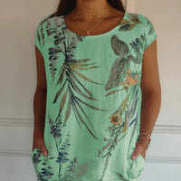Sommerkleid Damen Kurzarm Print Freizeit Urlaub - Grün