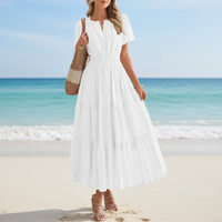 Sommerkleid Damen Maxi Casual Langes Kleid Sommer - Ganz weiß