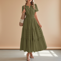 Sommerkleid Damen Maxi Casual Langes Kleid Sommer - Armeegrün