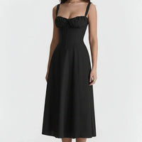 Damen Sommerkleid Lang Elegantes Bequemes Kleid Sommer - Schwarz