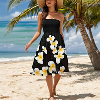 Damen Sommerkleid Kurz Röhrenflorales Design Sommerurlaub - Schwarz 3