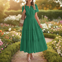 Sommerkleid Damen Maxi Casual Langes Kleid Sommer - Dunkelgrün