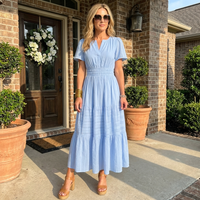 Sommerkleid Damen Maxi Casual Langes Kleid Sommer - Hellblau