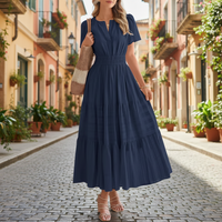 Sommerkleid Damen Maxi Casual Langes Kleid Sommer - Dunkelblau