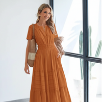 Sommerkleid Damen Maxi Casual Langes Kleid Sommer - Orange