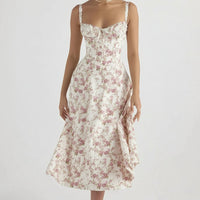 Damen Sommerkleid Lang Elegantes Bequemes Kleid Sommer - Rosa
