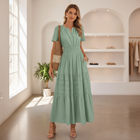 Sommerkleid Damen Maxi Casual Langes Kleid Sommer - Salbeigrün
