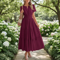 Sommerkleid Damen Maxi Casual Langes Kleid Sommer - Rot