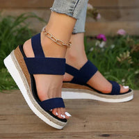 Damen Sandalen Riemen Keilabsatz Sommerschuhe - Blau