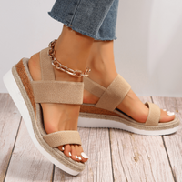 Damen Sandalen Riemen Keilabsatz Sommerschuhe - Braun