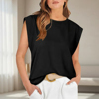 Damen Kurzarm Top Locker Sommer Freizeit Oberteil - Schwarz