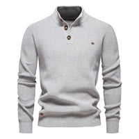 Konrad | Stilvoller Herrenpullover mit Knopfdesign - Lichtgrau