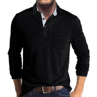 Jörg™ | Herren Langarmshirt in Unifarbe - Schwarz