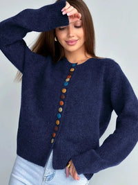 Victoria | Eleganter Damen Cardigan mit dekorativen Knöpfen - Marineblau